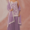 Dark Lavender Embroidery Work Straight Dress_Satika