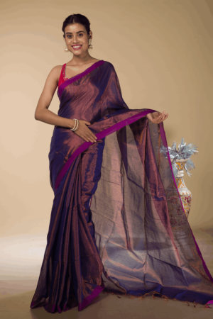 Brown Cotton Saree With Blouse