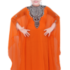 Orange Georgette Hand Embroidery Party Wear Farasha