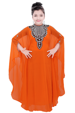 Orange Georgette Hand Embroidery Party Wear Farasha