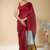 Red Cotton Saree With Blouse