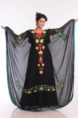 Black Georgette Hand Embroidery Party Wear Farasha