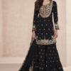 Black Embroidered Palazzo Suit_Satika