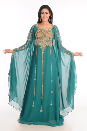 Teal Green Georgette Hand Embroidery Party Wear Farasha