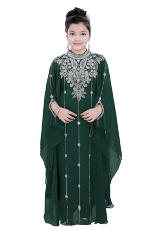 Dark Green Georgette Hand Embroidery Party Wear Farasha