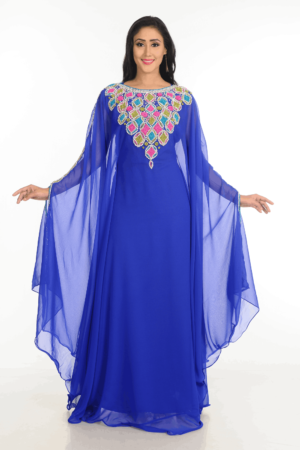 Royal Blue Georgette Hand Embroidery Party Wear Farasha