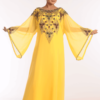 Yellow Georgette Hand Embroidery Party Wear Galabiya