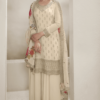 Cream Embroidery Chinnon Party Wear Salwar Suit_Satika