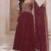 Maroon Embroidery Chinnon Party Wear Salwar Suit_satika