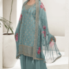 Turquoise Embroidery Chinnon Party Wear Salwar Suit_Satika