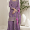Violet Embroidery Chinnon Party Wear Salwar Suit_Satika