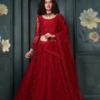 Red Net Embroidered Designer Lehenga Choli With Stone Work