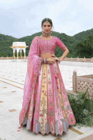 Excellent And Innovative Pink Silk Trendy Lehenga Choli