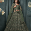 Dark Green Net Embroidered Designer Lehenga Choli With Stone Work