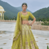 Pear Silk Embroidered Lehenga Choli With Stone & Thread Work