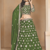 Green Art Silk Embroidered Lehenga Choli With Sequins & Thread Work