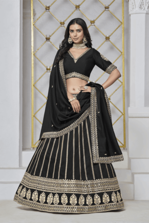 Black art silk trendy lehenga choli