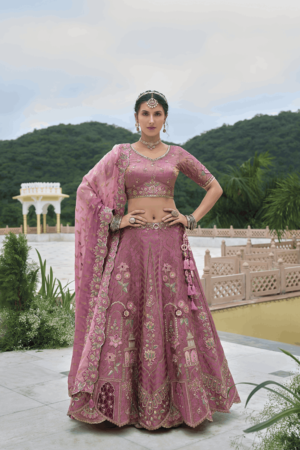 Mesmerizing And Innovative Onion Pink Silk Trendy Lehenga Choli