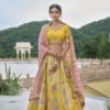 Smoldering Yellow And Pink Silk Trendy Lehenga Choli