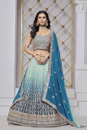 Morpeach Chinon Embroidered Lehenga Choli With Sequins Work