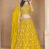 Yellow Art Silk Embroidered Lehenga Choli