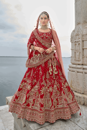 Red Silk Bridal Trendy Lehenga Choli_ SATIKA INDIA