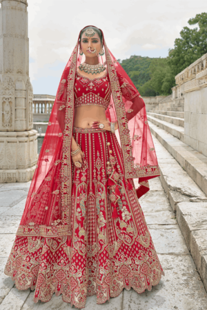 Red Silk Bridal Trendy Lehenga Choli | UAE