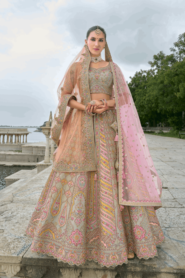 Grey Silk Bridal Lehenga Choli | Malaysia
