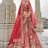 Red Silk Embroidered Bridal Lehenga Choli with Matching Dupatta | New Zealand