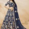 Navy-Blue Silk Embroidered Lehenga Choli With Sequins Work