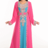 Arabian Kaftan Womens Large Multicolor Muslim Fashion Party Wear Embroidered
