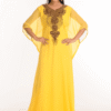 Moroccan Yellow Georgette Dubai Kaftans Abaya Farasha Dress