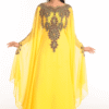 Islamic Luxury Gown Dubai Yellow Abaya Moroccan Party Dresses Muslim Women Rob