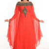 Moroccan Orange Dubai Kaftans Abaya Farasha Dress Very Fancy Long Gown