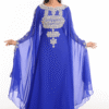 Royal Blue Georgette Hand-Embroidered Party Wear Farasha Abaya - Elegant Islamic Dress for Women