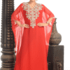 Red Georgette Farasha for Women – Modest Islamic Embroidered Party Wear Abaya
