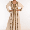 Off White Georgette Hand Embroidery Party Wear Kaftan