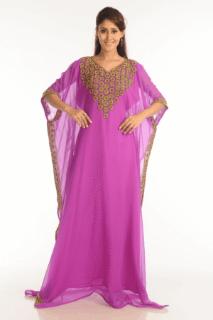 Blue Georgette Hand-Embroidered Galabiya – Elegant Islamic Party Wear Gown for Women