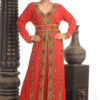Women's Red Farasha Kaftan – Georgette Hand-Embroidered Islamic Gown
