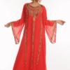 Red Georgette Hand Embroidery Party Wear Galabiya
