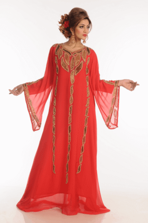 Red Georgette Hand Embroidery Party Wear Galabiya