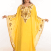 Yellow Hand Embroidered Galabiya – Georgette Islamic Party Wear for Women