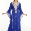 Royal Blue Georgette Hand-Embroidered Party Wear Galabiya - Stylish Islamic Gown for Women