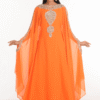 Orange Georgette Hand Embroidered Farasha – Elegant Islamic Party Wear Abaya Dress for Women
