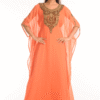 Peach Modest Party Wear Farasha – Hand Embroidery Islamic Dress for Women