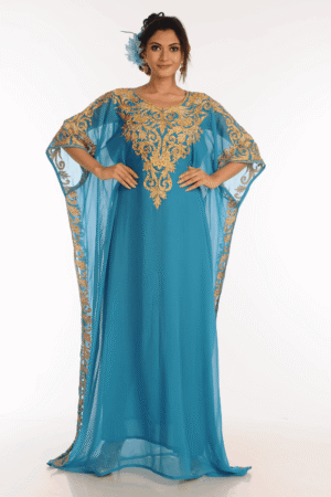 Firozi Georgette Hand Embroidery Party Wear Farasha