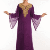 Wine Georgette Hand Embroidery Party Wear Galabiya