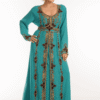 Teal Georgette Hand Embroidery Party Wear Kaftan