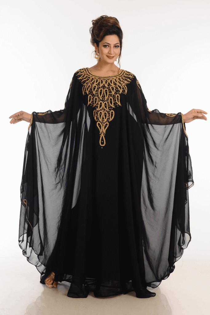 Black Georgette Hand Embroidery Party Wear Farasha