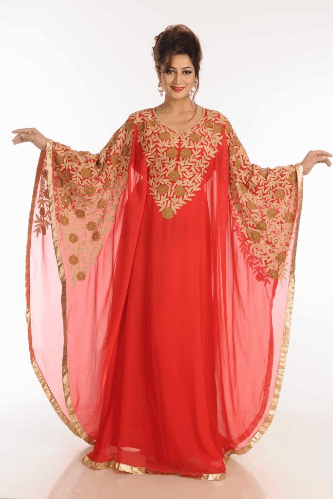 Red Georgette Hand Embroidery Party Wear Farasha